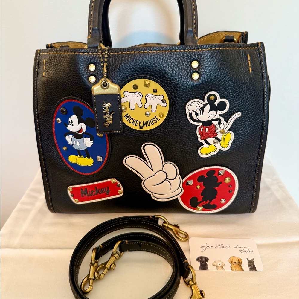 Coach Disney Black Rogue 30 with Mickey Mouse Patches